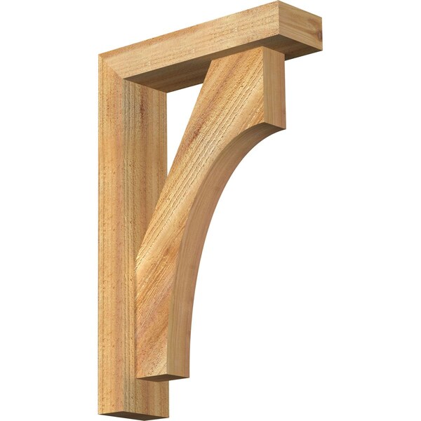 Ekena Millwork Westlake Block Rough Sawn Bracket w/ Offset Brace, Western Red Cedar, 4"W x 14"D x 22"H BKT0402X14X22WTL05RWR - main
